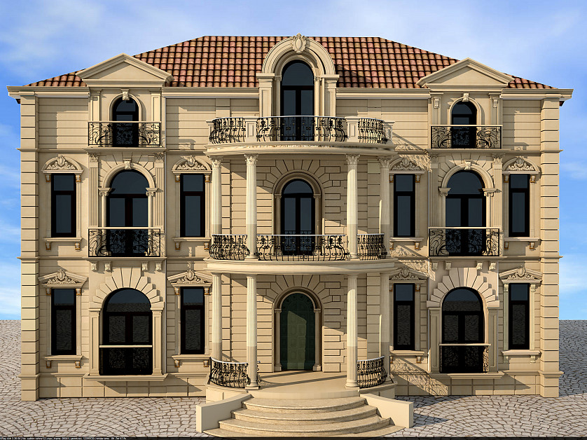 Badamdar villa aqlay fasad işinin dizaynı şəkil