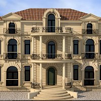 Badamdar villa aqlay fasad işinin dizaynı