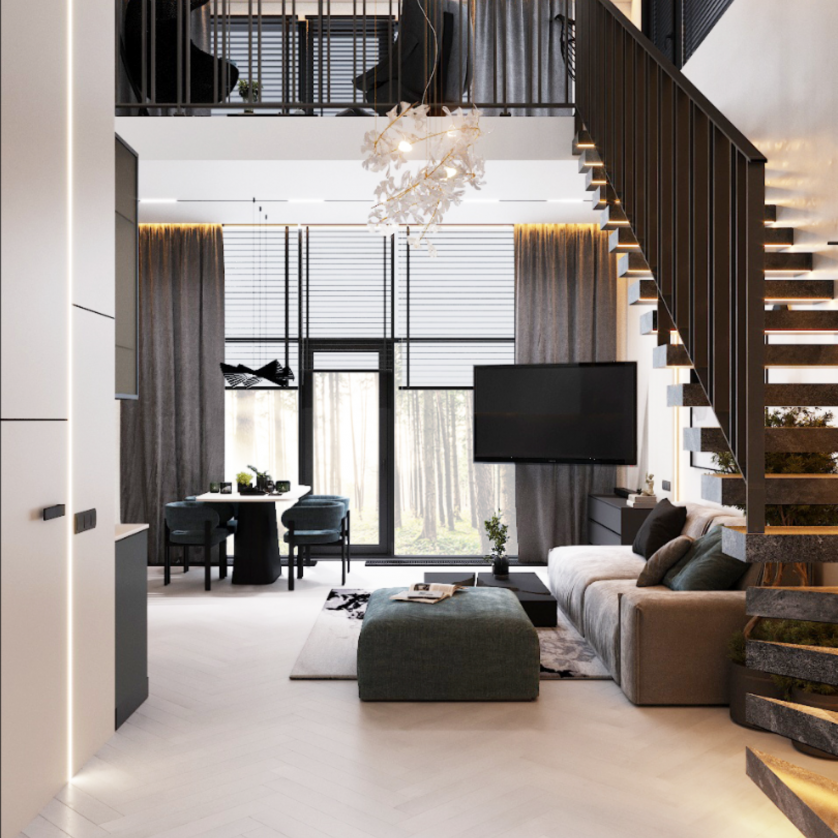 Modern üslubda dupleks ev təmiri изображение 7