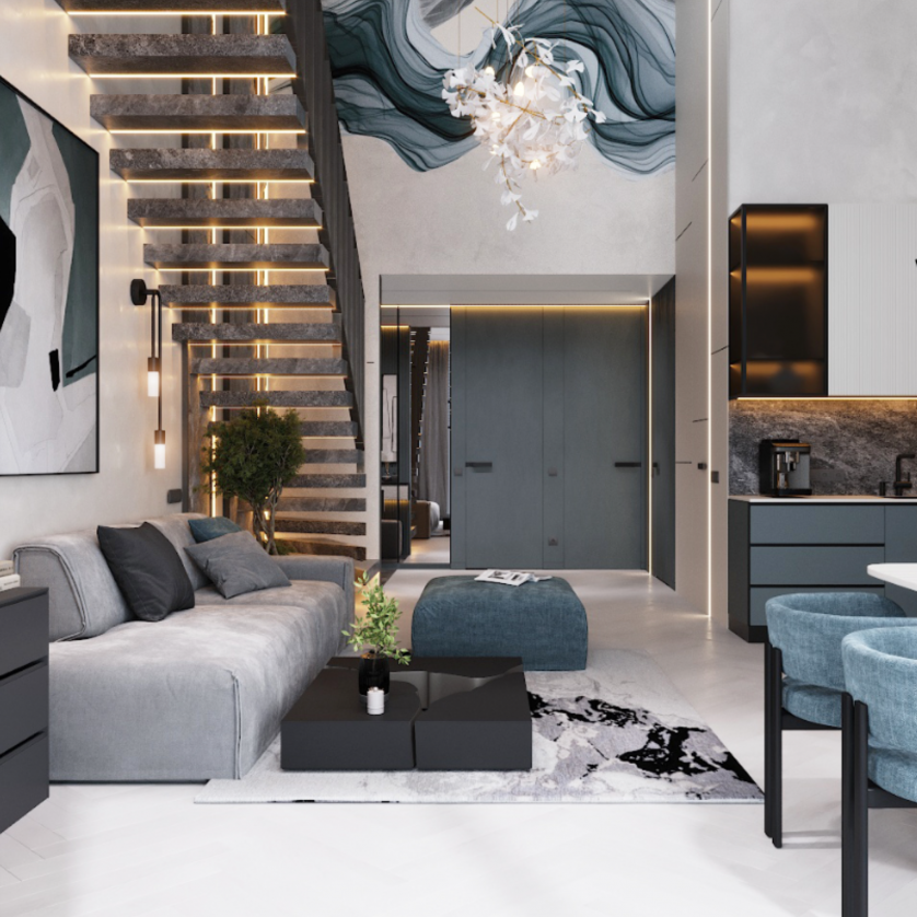 Modern üslubda dupleks ev təmiri изображение 6