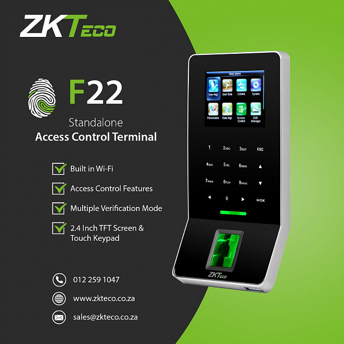 "ZK Teco F-22" finger print cihazı изображение 1